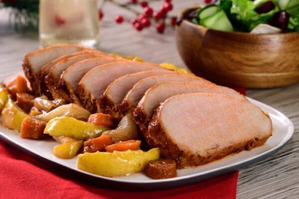 Lomo de cerdo acaramelado por pociones.